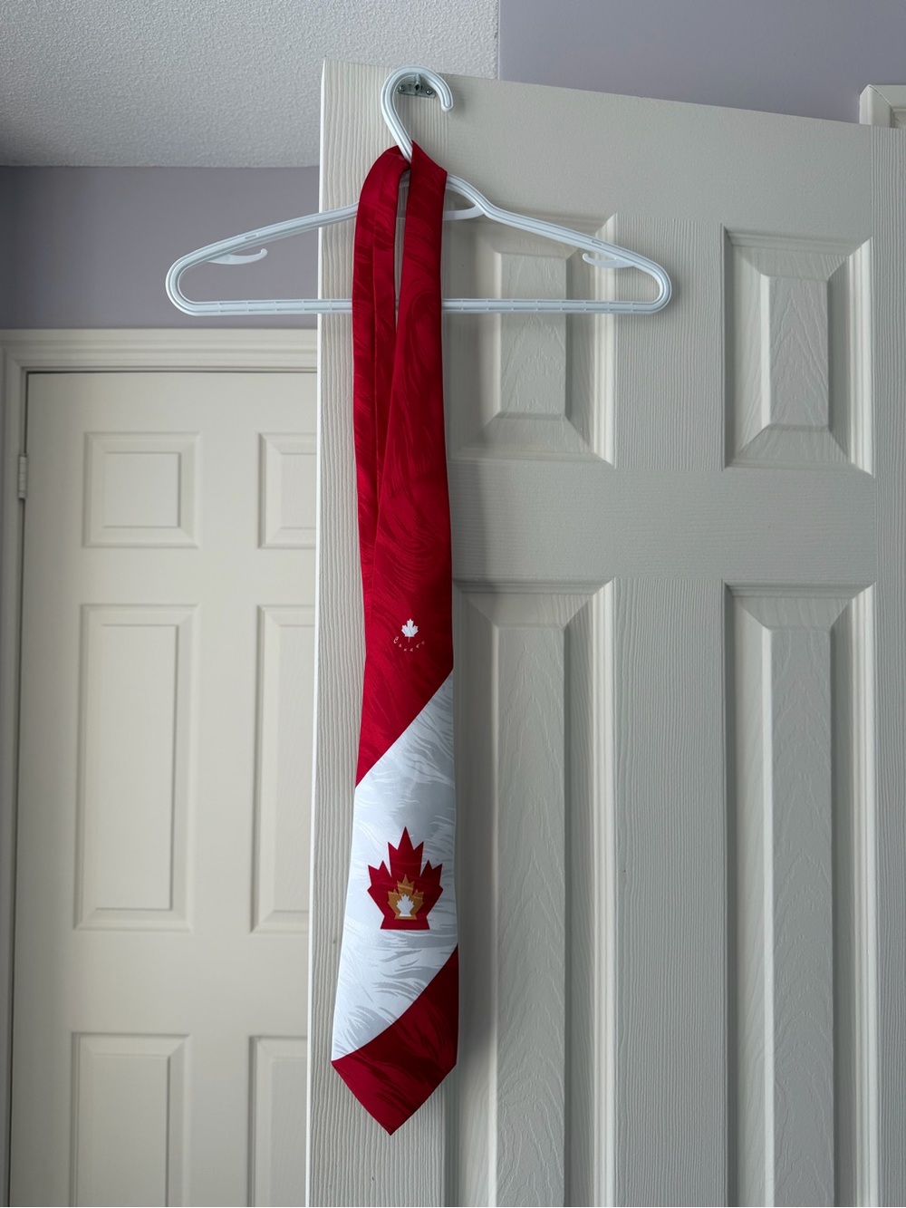 Canadian Maple Leaf Red and White Holiday Tie